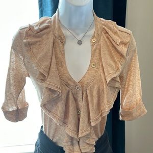 Anthropologie Peach Ruffled Blouse
